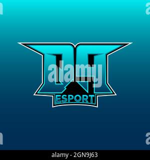 QP Logo ESport Gaming Initial with Blue Light Color design vector template Stock Vector