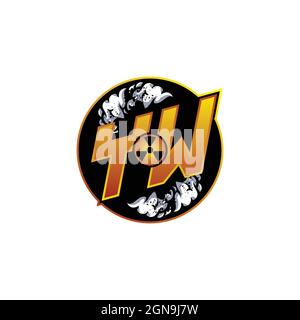 YW Logo Monogram Gaming with Gas Shape designs template vector icon modern Stock Vector