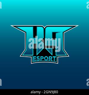 KP Logo ESport Gaming Initial with Blue Light Color design vector template Stock Vector