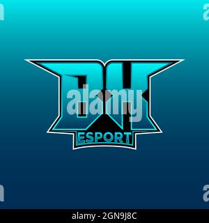 BX Logo ESport Gaming Initial with Blue Light Color design vector template Stock Vector