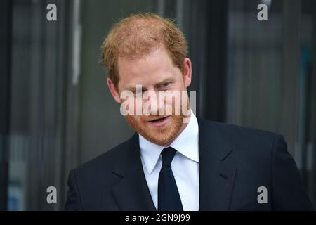 Prince Harry, Duke of Sussex visits One World Observatory at One World Observatory on September 23, 2021 in New York City. Stock Photo