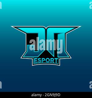 JN Logo ESport Gaming Initial with Blue Light Color design vector template Stock Vector