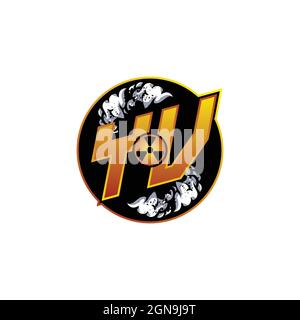 YV Logo Monogram Gaming with Gas Shape designs template vector icon modern Stock Vector