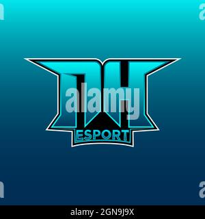 NH Logo ESport Gaming Initial with Blue Light Color design vector template Stock Vector