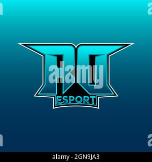 RD Logo ESport Gaming Initial with Blue Light Color design vector template Stock Vector