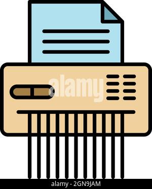 Shredder icon. Outline shredder vector icon color flat isolated Stock Vector