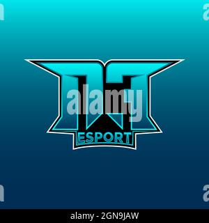 NF Logo ESport Gaming Initial with Blue Light Color design vector template Stock Vector
