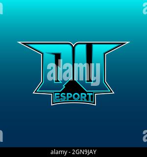 QU Logo ESport Gaming Initial with Blue Light Color design vector template Stock Vector