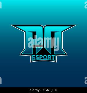 PN Logo ESport Gaming Initial with Blue Light Color design vector template Stock Vector
