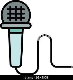 Wired microphone icon. Outline wired microphone vector icon color flat isolated Stock Vector