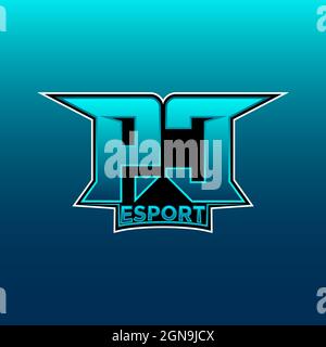 PC Logo ESport Gaming Initial with Blue Light Color design vector template Stock Vector