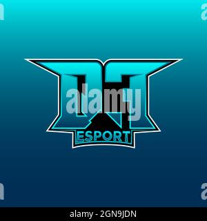 QF Logo ESport Gaming Initial with Blue Light Color design vector template Stock Vector