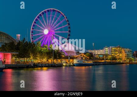 Navy Pier at Blue Hour Stock Photo