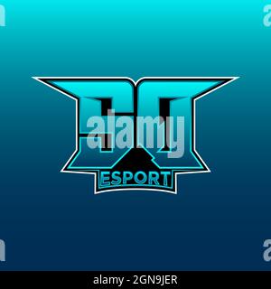 SQ Logo ESport Gaming Initial with Blue Light Color design vector template Stock Vector