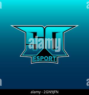 SD Logo ESport Gaming Initial with Blue Light Color design vector template Stock Vector