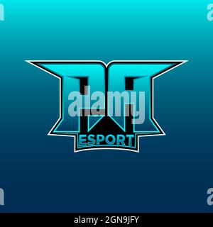 PA Logo ESport Gaming Initial with Blue Light Color design vector template Stock Vector
