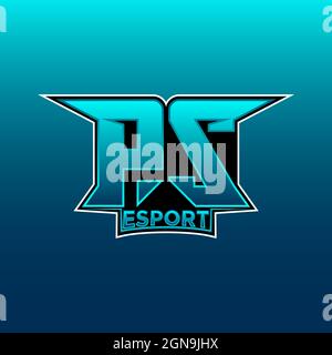 PS Logo ESport Gaming Initial with Blue Light Color design vector template Stock Vector
