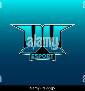 VV Logo ESport Gaming Initial with Blue Light Color design vector template Stock Vector