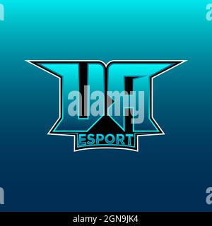 UR Logo ESport Gaming Initial with Blue Light Color design vector template Stock Vector