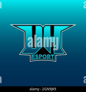UH Logo ESport Gaming Initial with Blue Light Color design vector template Stock Vector