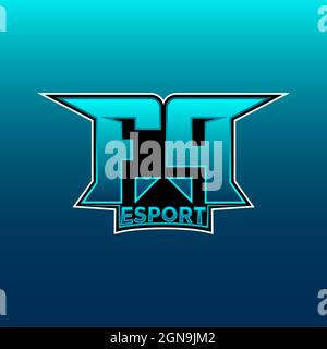 FP Logo ESport Gaming Initial with Blue Light Color design vector template Stock Vector