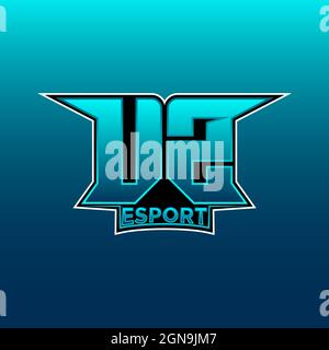 UZ Logo ESport Gaming Initial with Blue Light Color design vector template Stock Vector