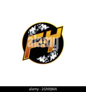FY Logo Monogram Gaming with Gas Shape designs template vector icon modern Stock Vector