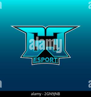 GE Logo ESport Gaming Initial with Blue Light Color design vector template Stock Vector
