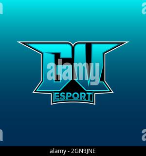 GV Logo ESport Gaming Initial with Blue Light Color design vector template Stock Vector