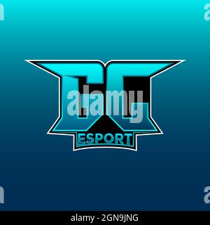 GJ Logo ESport Gaming Initial with Blue Light Color design vector template Stock Vector