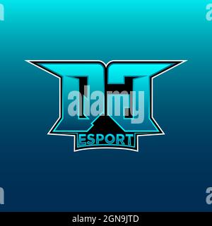 QG Logo ESport Gaming Initial with Blue Light Color design vector template Stock Vector