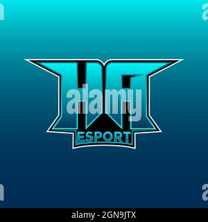 HA Logo ESport Gaming Initial with Blue Light Color design vector template Stock Vector
