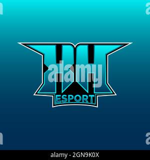 XH Logo ESport Gaming Initial with Blue Light Color design vector template Stock Vector