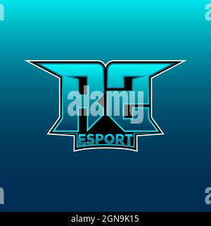 RZ Logo ESport Gaming Initial with Blue Light Color design vector template Stock Vector