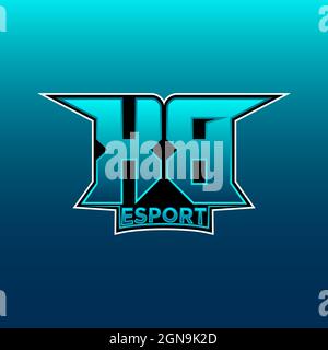 XB Logo ESport Gaming Initial with Blue Light Color design vector template Stock Vector