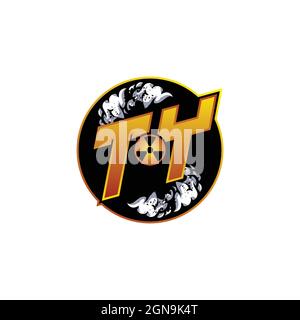 TY Logo Monogram Gaming with Gas Shape designs template vector icon modern Stock Vector