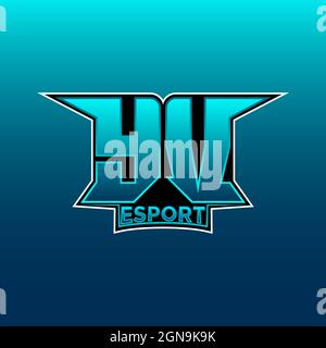YV Logo ESport Gaming Initial with Blue Light Color design vector template Stock Vector