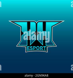 XK Logo ESport Gaming Initial with Blue Light Color design vector template Stock Vector