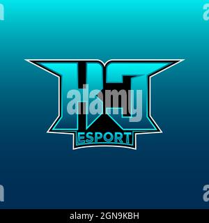 KC Logo ESport Gaming Initial with Blue Light Color design vector template Stock Vector