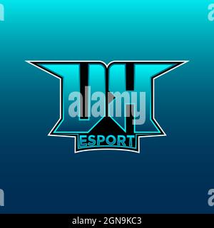 UK Logo ESport Gaming Initial with Blue Light Color design vector template Stock Vector