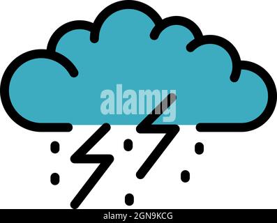 Storm start cloud icon. Outline storm start cloud vector icon color flat isolated Stock Vector