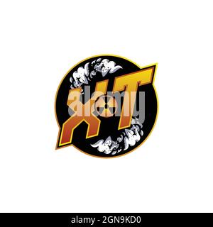 XT Logo Monogram Gaming with Gas Shape designs template vector icon modern Stock Vector