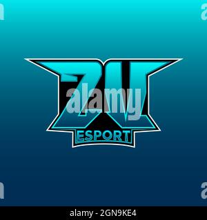 ZV Logo ESport Gaming Initial with Blue Light Color design vector template Stock Vector