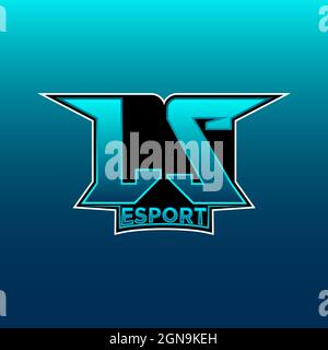 LS Logo ESport Gaming Initial with Blue Light Color design vector template Stock Vector