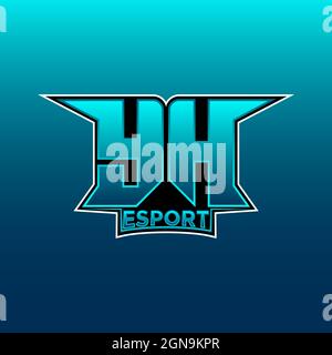 YH Logo ESport Gaming Initial with Blue Light Color design vector template Stock Vector
