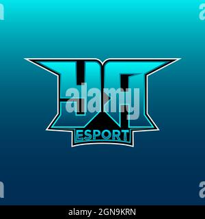 YR Logo ESport Gaming Initial with Blue Light Color design vector template Stock Vector