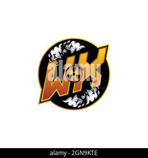 WX Logo Monogram Gaming with Gas Shape designs template vector icon modern Stock Vector