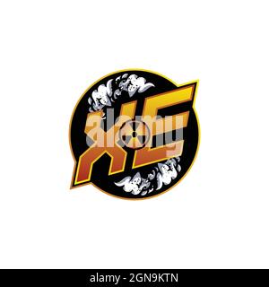 XE Logo Monogram Gaming with Gas Shape designs template vector icon modern Stock Vector