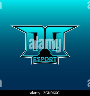 QQ Logo ESport Gaming Initial with Blue Light Color design vector template Stock Vector