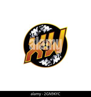 XW Logo Monogram Gaming with Gas Shape designs template vector icon modern Stock Vector